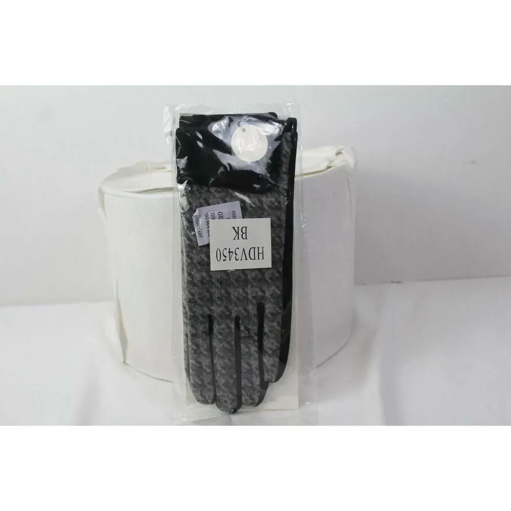 ladies black & white fashion gloves